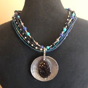 Multi-Strand Beaded Necklace with Medallion